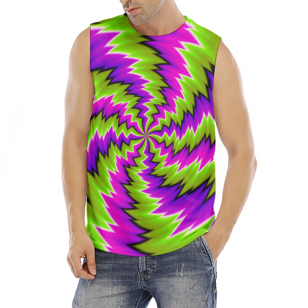 Green Vortex Moving Optical Illusion Men's Fitness Tank Top