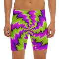 Green Vortex Moving Optical Illusion Men's Long Boxer Briefs