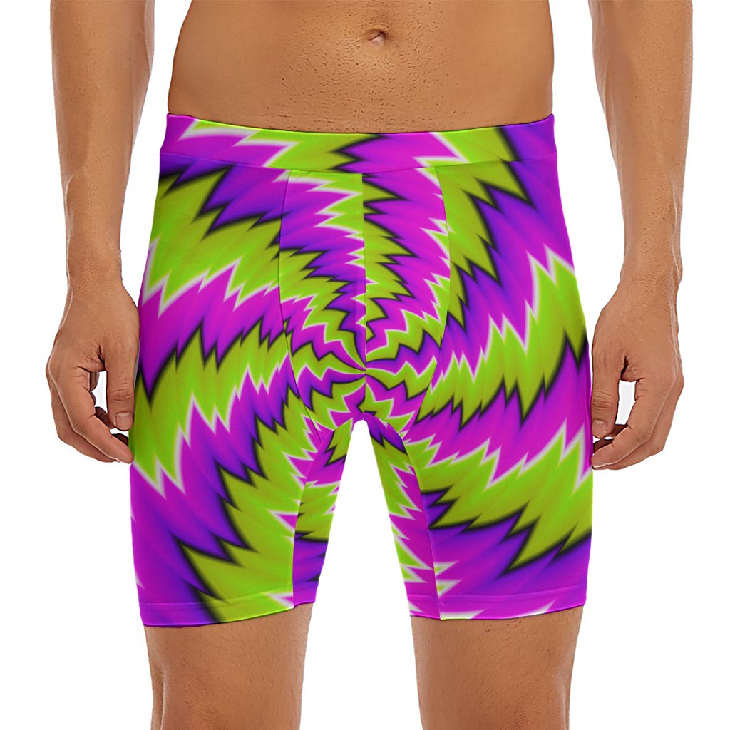 Green Vortex Moving Optical Illusion Men's Long Boxer Briefs