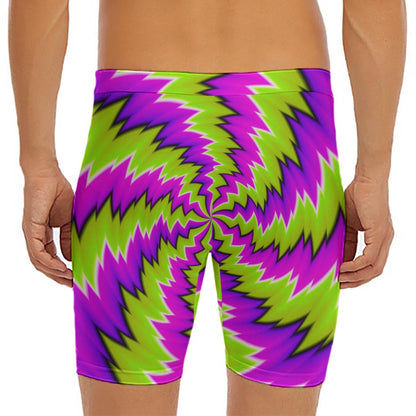 Green Vortex Moving Optical Illusion Men's Long Boxer Briefs
