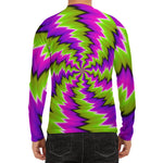 Green Vortex Moving Optical Illusion Men's Long Sleeve Rash Guard