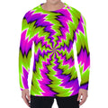 Green Vortex Moving Optical Illusion Men's Long Sleeve T-Shirt