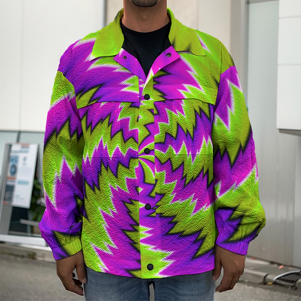 Green Vortex Moving Optical Illusion Men's Shirt Jacket