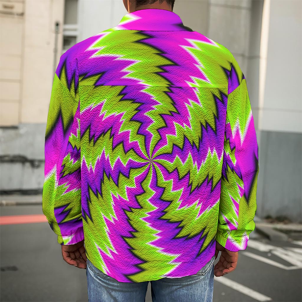 Green Vortex Moving Optical Illusion Men's Shirt Jacket