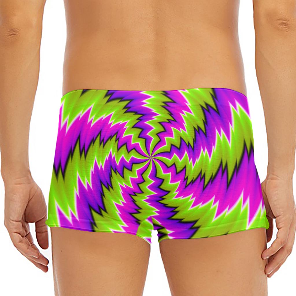 Green Vortex Moving Optical Illusion Men's Short Boxer Briefs