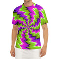 Green Vortex Moving Optical Illusion Men's Short Sleeve Rash Guard