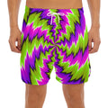 Green Vortex Moving Optical Illusion Men's Split Running Shorts