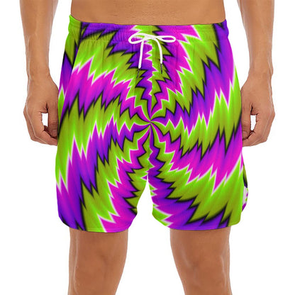 Green Vortex Moving Optical Illusion Men's Split Running Shorts