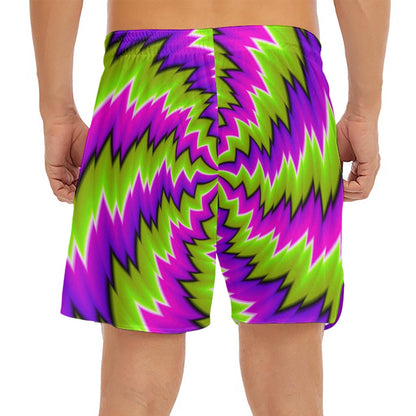 Green Vortex Moving Optical Illusion Men's Split Running Shorts
