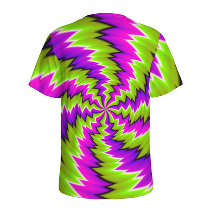 Green Vortex Moving Optical Illusion Men's Sports T-Shirt