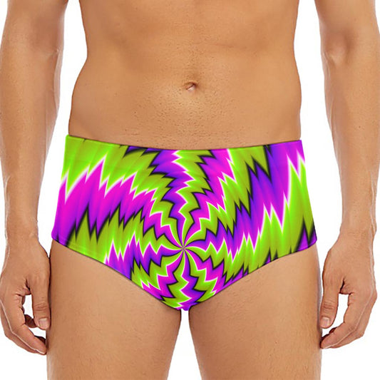 Green Vortex Moving Optical Illusion Men's Triangle Swim Briefs