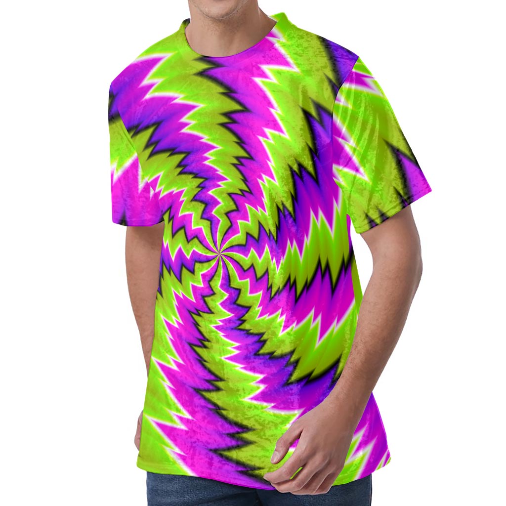 Green Vortex Moving Optical Illusion Men's Velvet T-Shirt