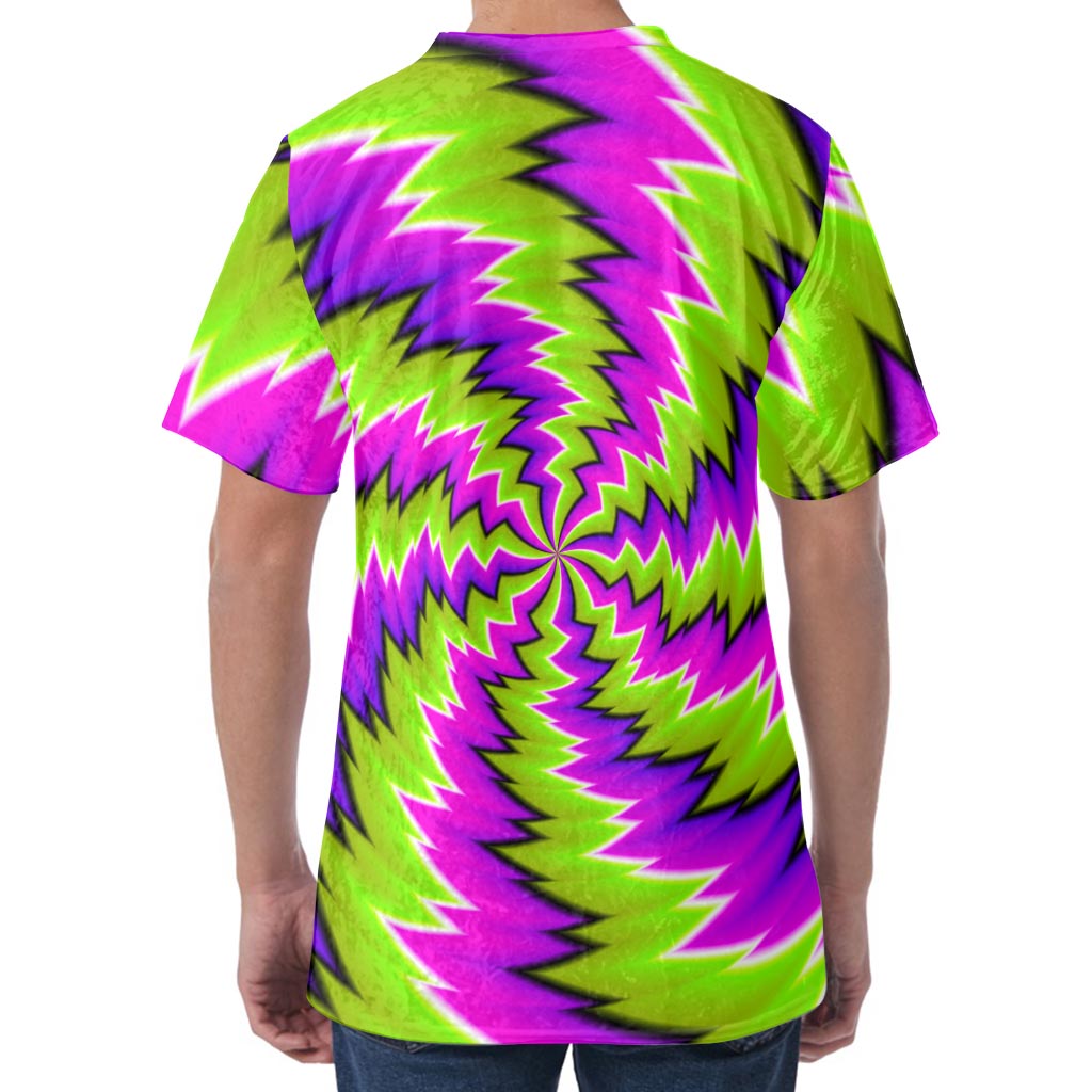 Green Vortex Moving Optical Illusion Men's Velvet T-Shirt