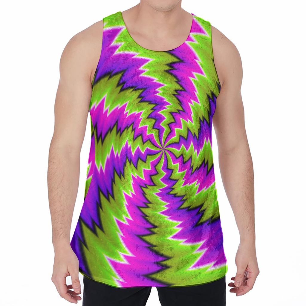 Green Vortex Moving Optical Illusion Men's Velvet Tank Top
