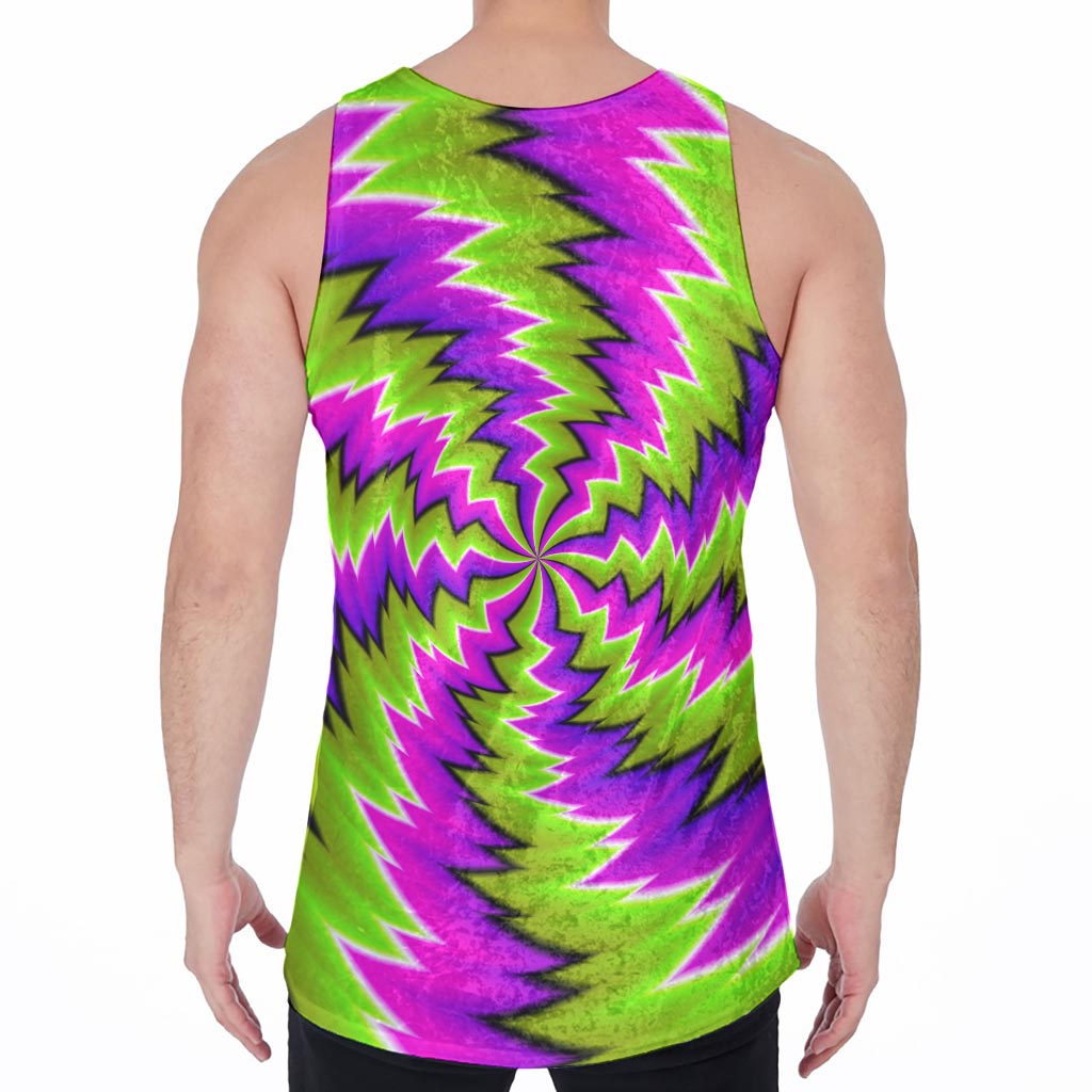 Green Vortex Moving Optical Illusion Men's Velvet Tank Top