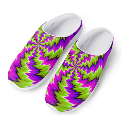Green Vortex Moving Optical Illusion Mesh Casual Shoes