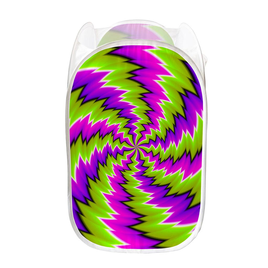 Green Vortex Moving Optical Illusion Mesh Laundry Hamper
