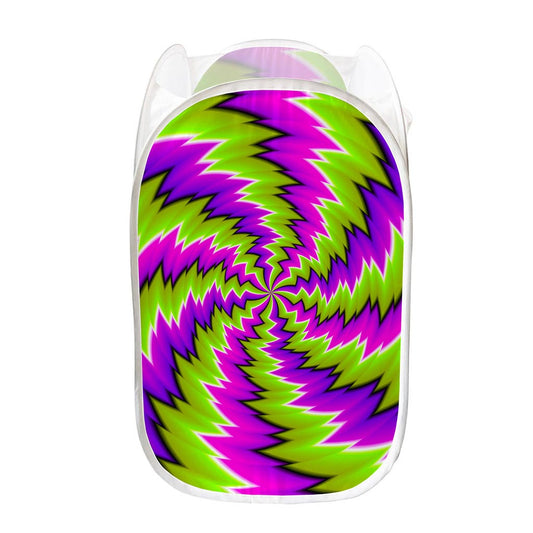 Green Vortex Moving Optical Illusion Mesh Laundry Hamper