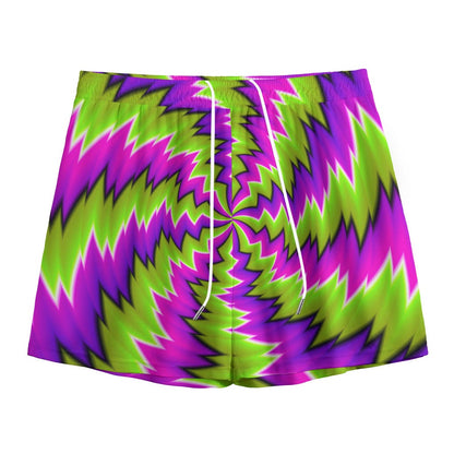 Green Vortex Moving Optical Illusion Mesh Shorts