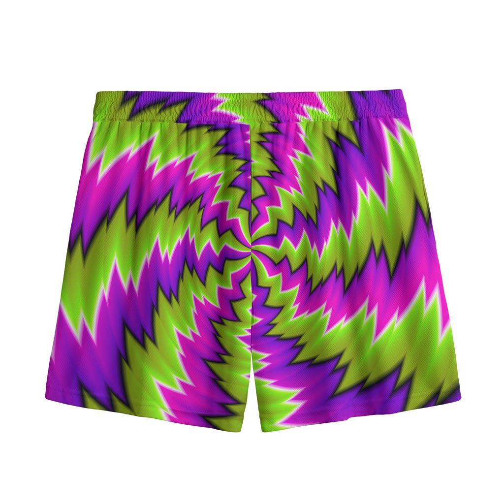Green Vortex Moving Optical Illusion Mesh Shorts