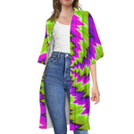 Green Vortex Moving Optical Illusion Open Front Beach Cover Up
