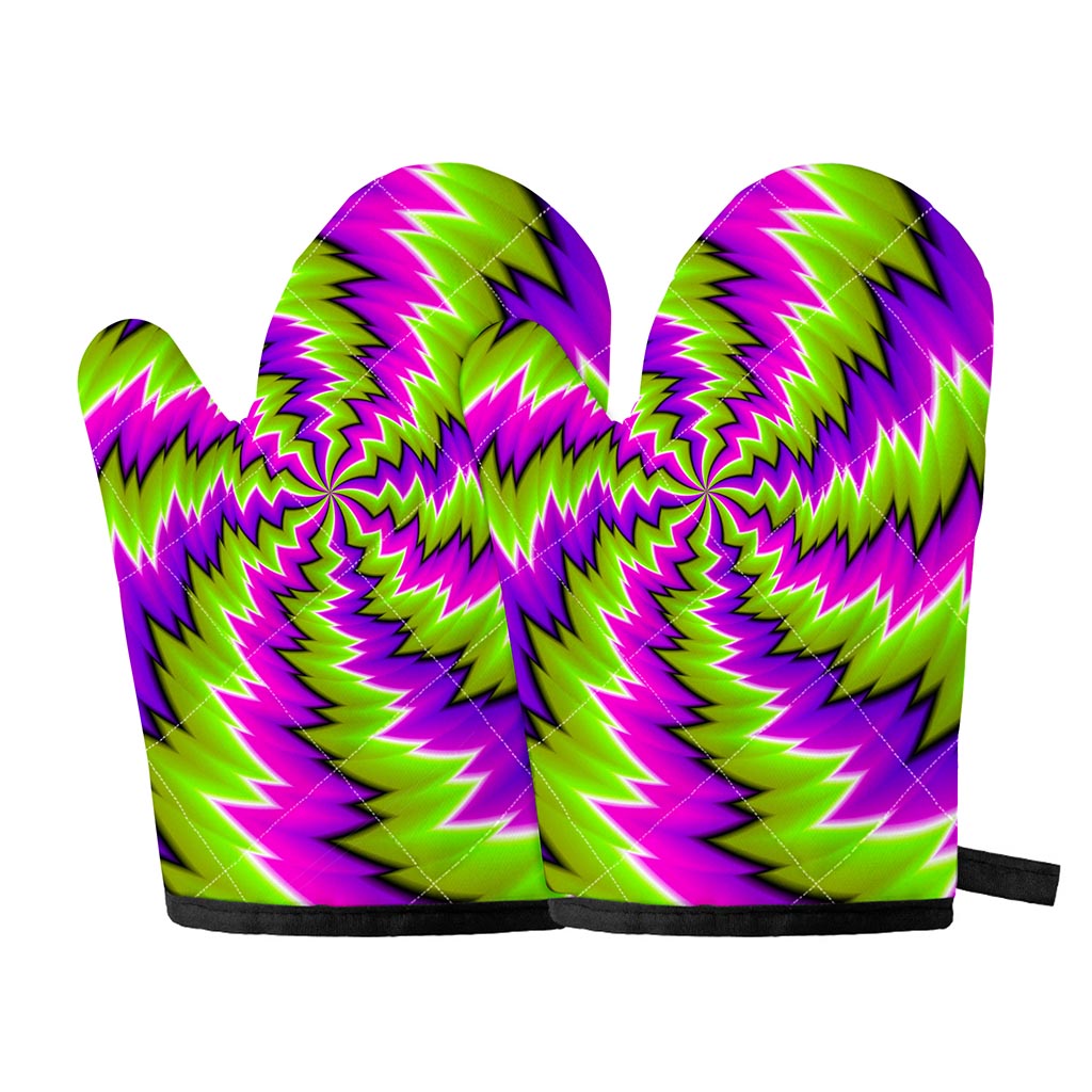 Green Vortex Moving Optical Illusion Oven Mitts