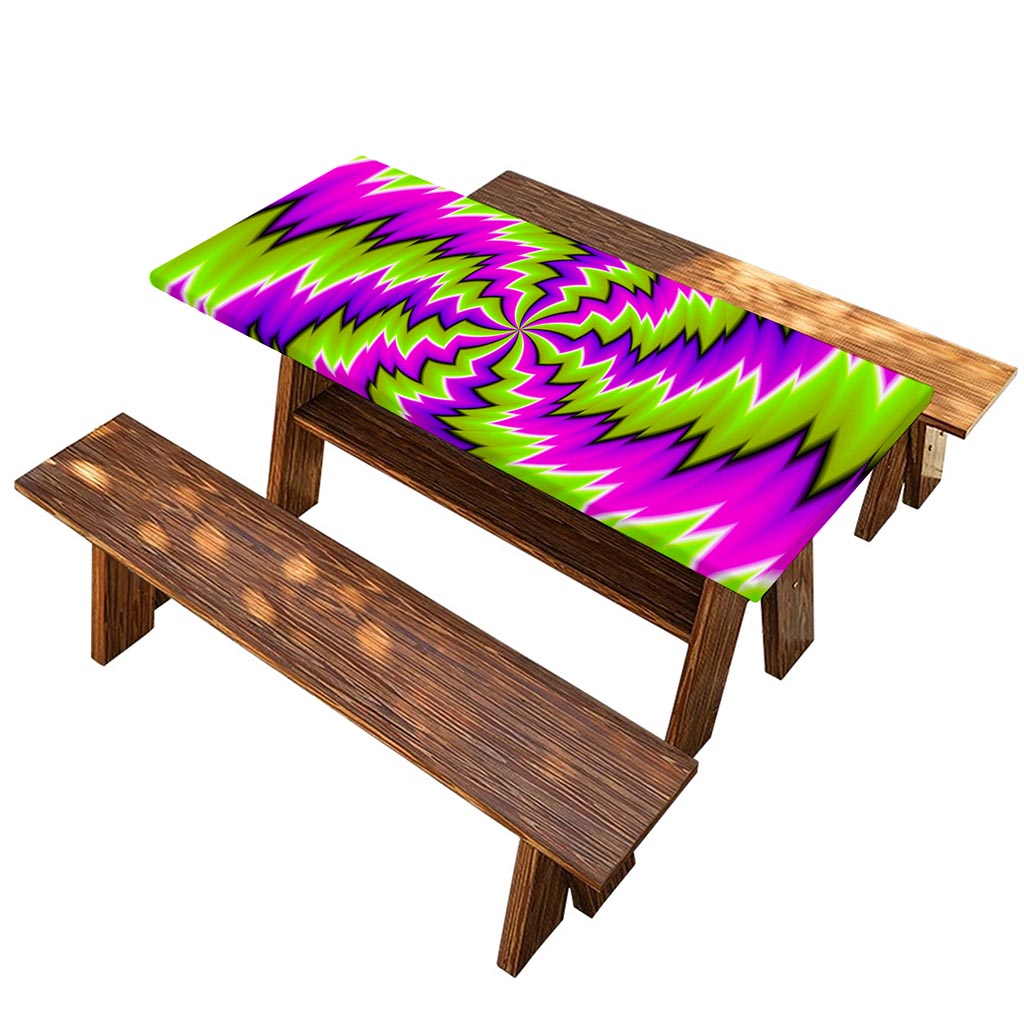 Green Vortex Moving Optical Illusion Picnic Table Cover