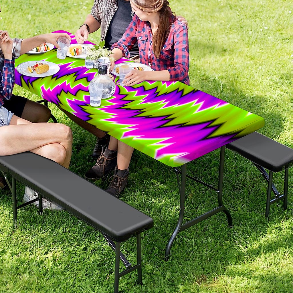 Green Vortex Moving Optical Illusion Picnic Table Cover