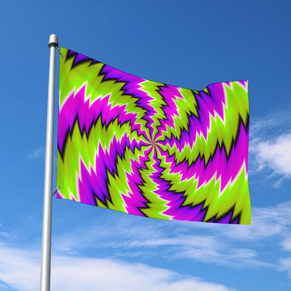 Green Vortex Moving Optical Illusion Polyester Flag