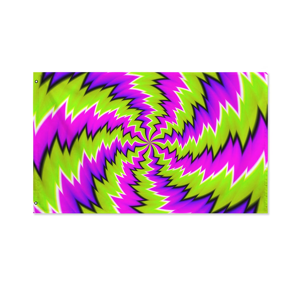 Green Vortex Moving Optical Illusion Polyester Flag