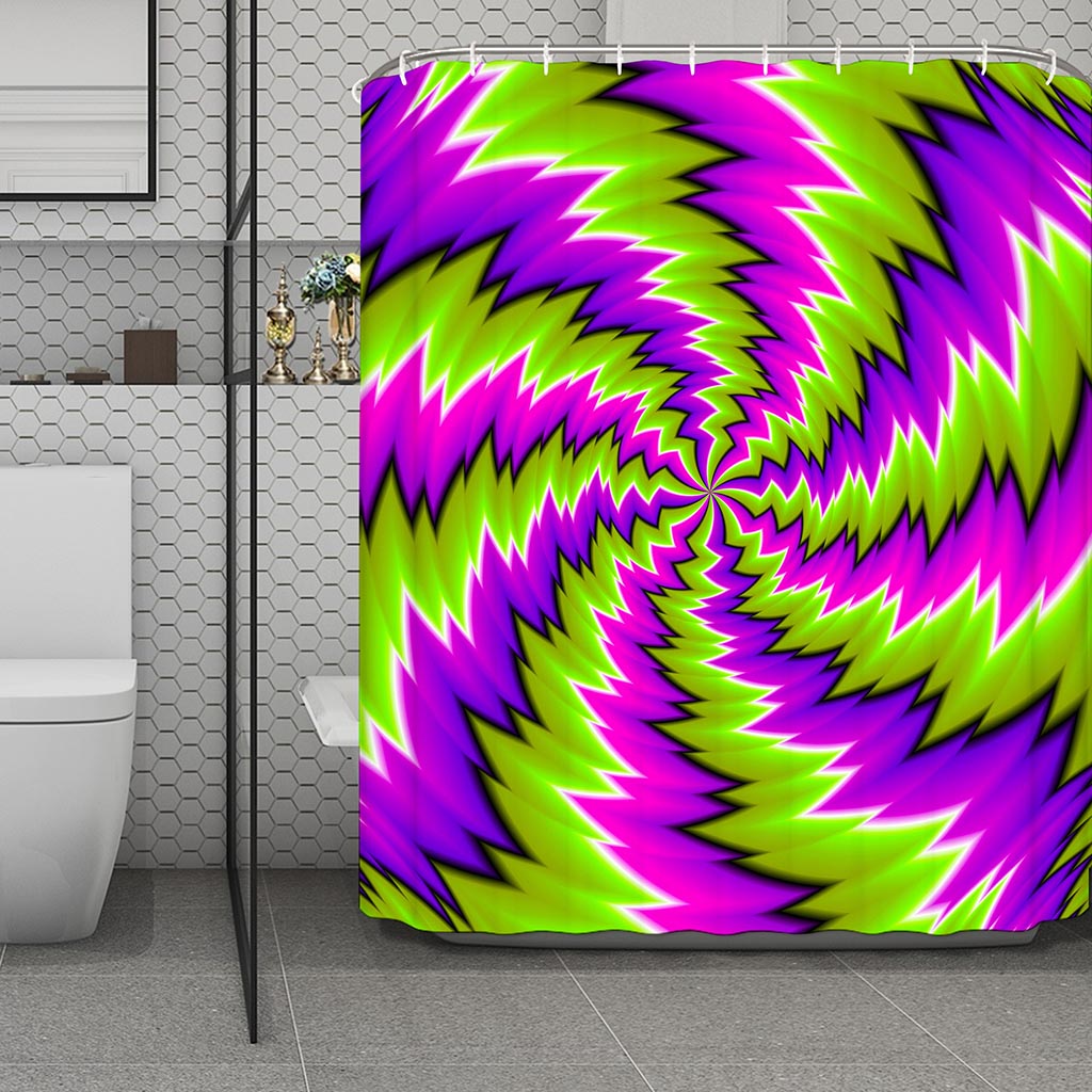 Green Vortex Moving Optical Illusion Polyester Shower Curtain