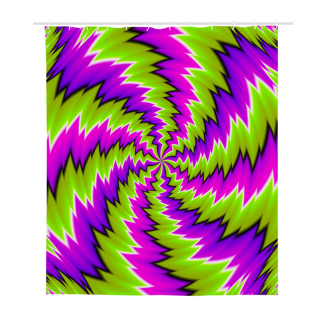 Green Vortex Moving Optical Illusion Polyester Shower Curtain