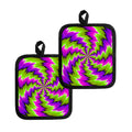 Green Vortex Moving Optical Illusion Pot Holders