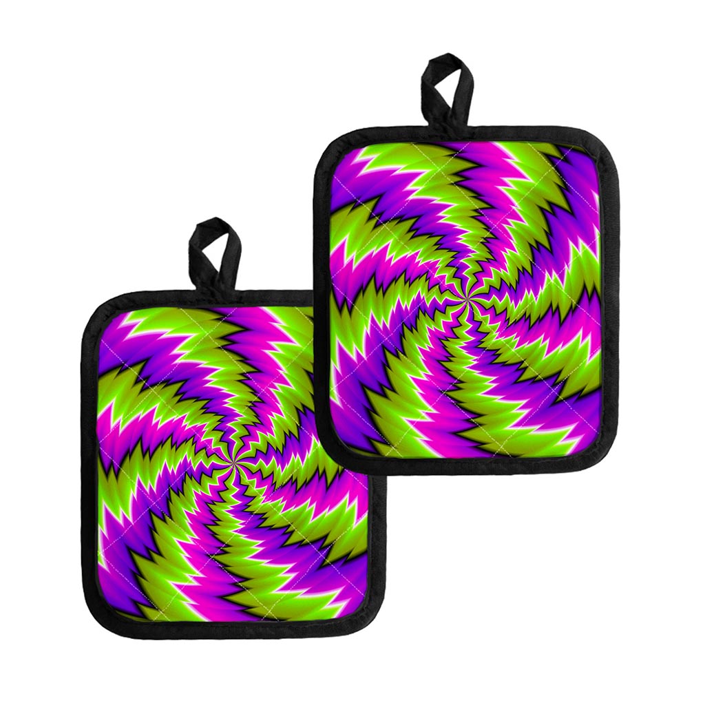 Green Vortex Moving Optical Illusion Pot Holders