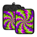 Green Vortex Moving Optical Illusion Pot Holders With Pocket
