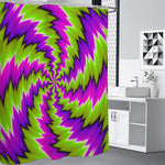 Green Vortex Moving Optical Illusion Premium Shower Curtain