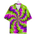 Green Vortex Moving Optical Illusion Rayon Hawaiian Shirt