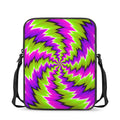 Green Vortex Moving Optical Illusion Rectangular Crossbody Bag