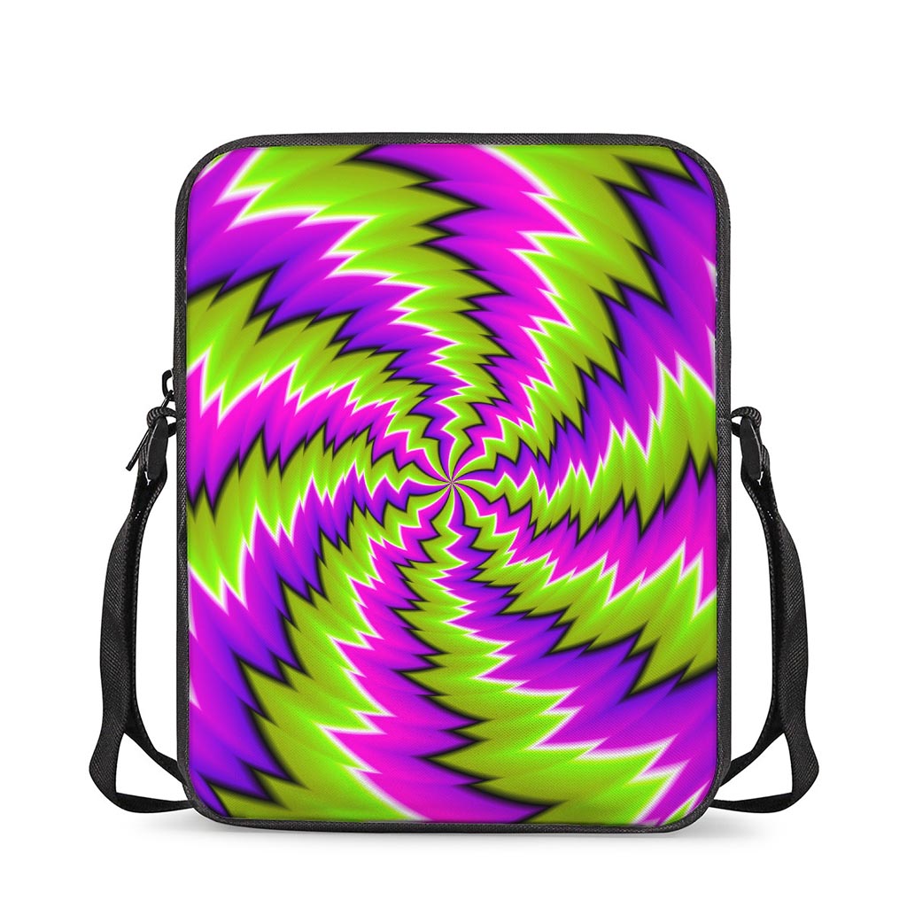 Green Vortex Moving Optical Illusion Rectangular Crossbody Bag