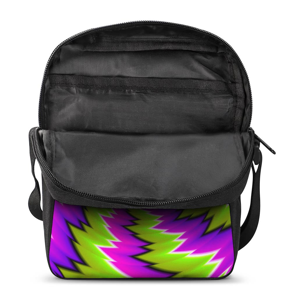 Green Vortex Moving Optical Illusion Rectangular Crossbody Bag