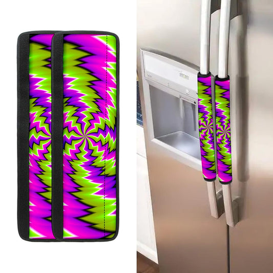 Green Vortex Moving Optical Illusion Refrigerator Handle Covers