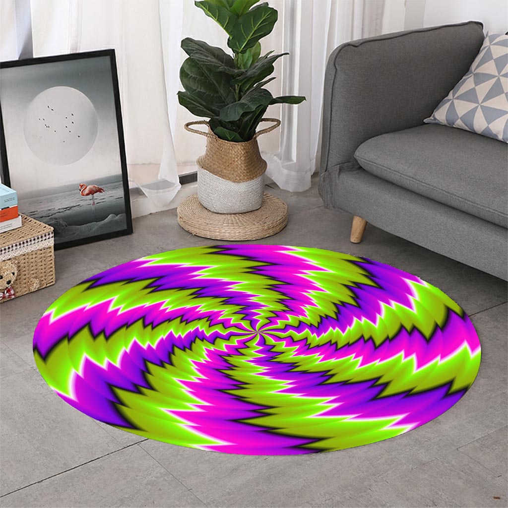 Green Vortex Moving Optical Illusion Round Rug