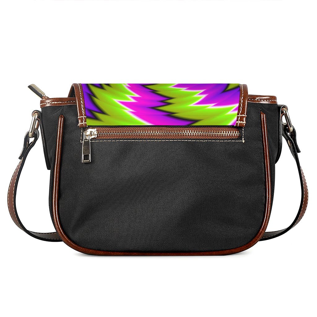 Green Vortex Moving Optical Illusion Saddle Bag