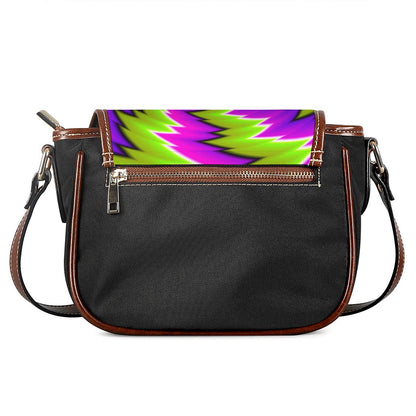 Green Vortex Moving Optical Illusion Saddle Bag