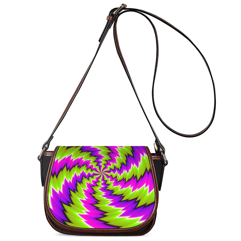 Green Vortex Moving Optical Illusion Saddle Bag