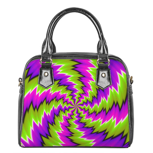 Green Vortex Moving Optical Illusion Shoulder Handbag