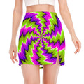 Green Vortex Moving Optical Illusion Side Slit Mini Skirt