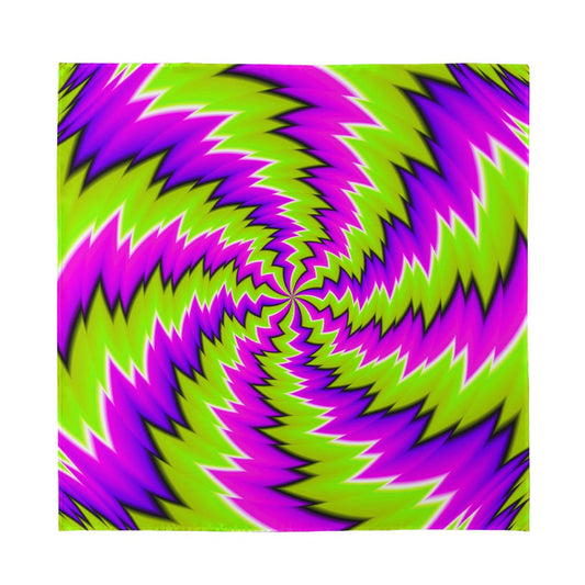 Green Vortex Moving Optical Illusion Silk Bandana