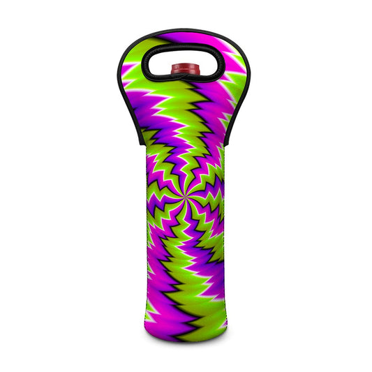 Green Vortex Moving Optical Illusion Single Neoprene Wine Tote