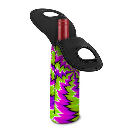Green Vortex Moving Optical Illusion Single Neoprene Wine Tote
